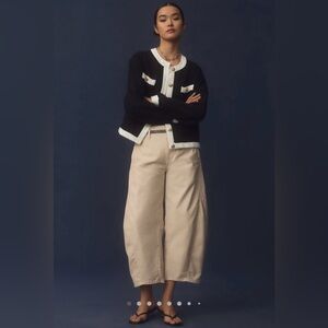 Anthropologie Pilcro Off White wide Leg Barrel Cropped Pants Women’s Size 30